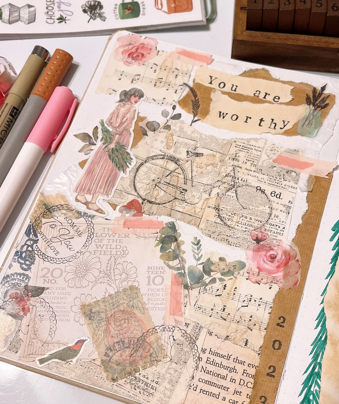 2 Birds Boutique Bullet Journal cover page you are worthy