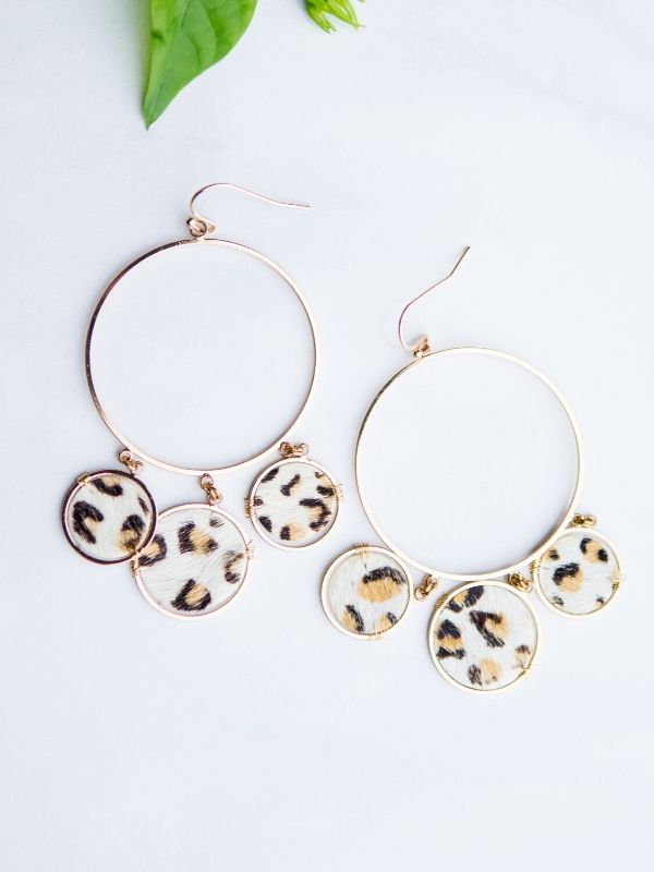 hoop leopard earrings