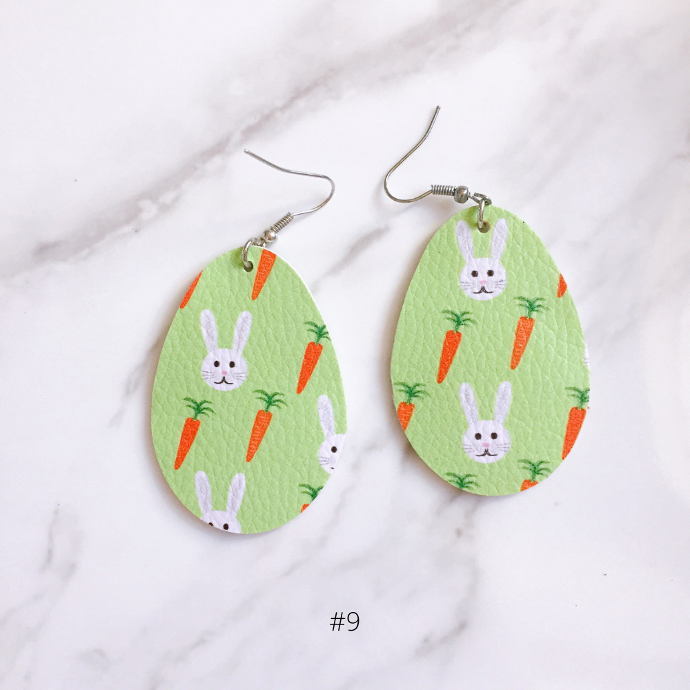 EASTER EARRINGS egg green carrot rabbit