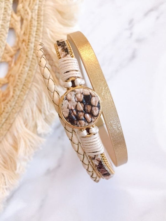 snake print leather bracelet