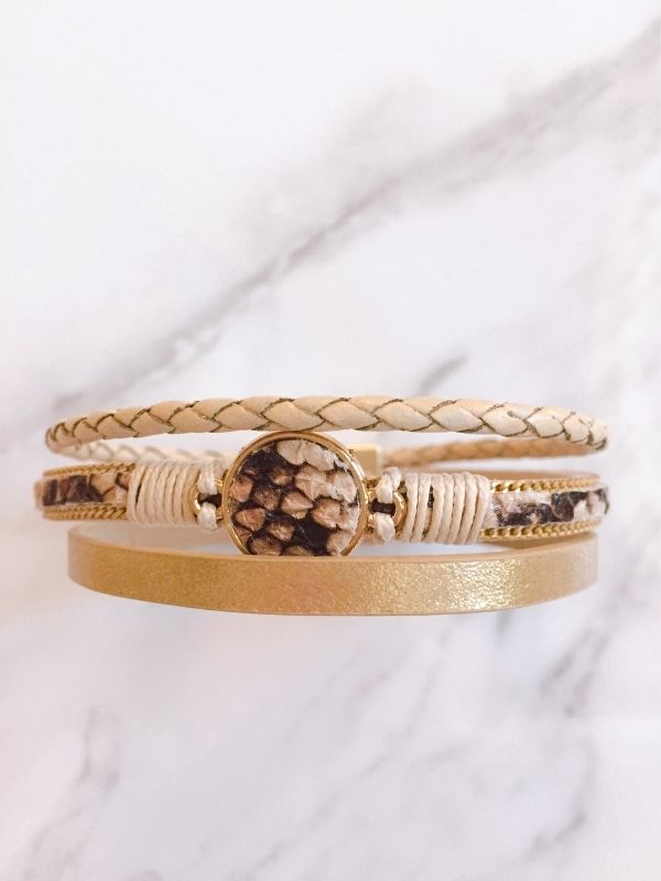 SNAKE PRINT LEATHER BRACELETS