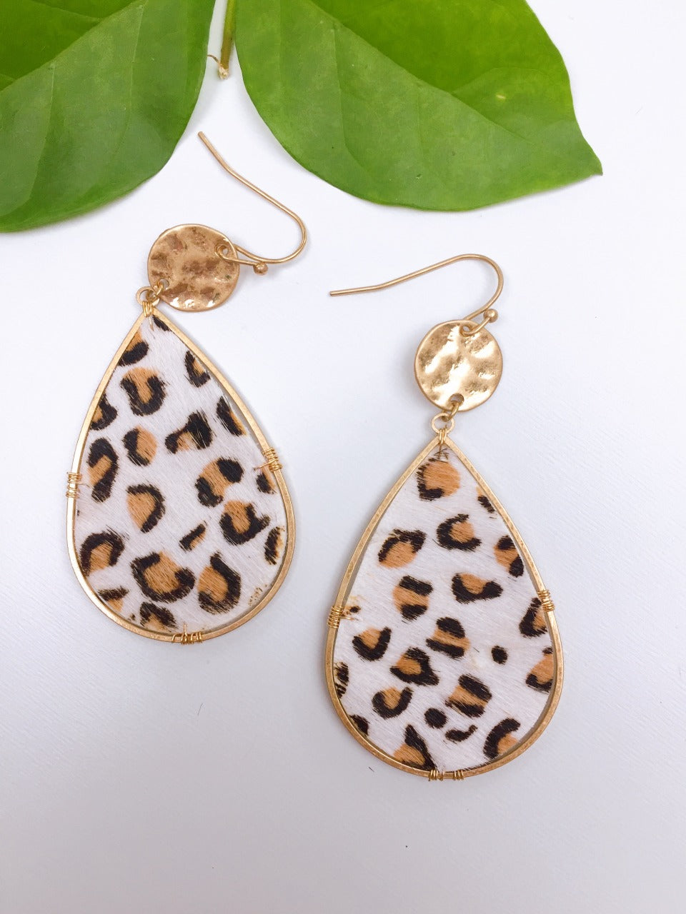 GOLD LEOPARD TEARDROP EARRINGS