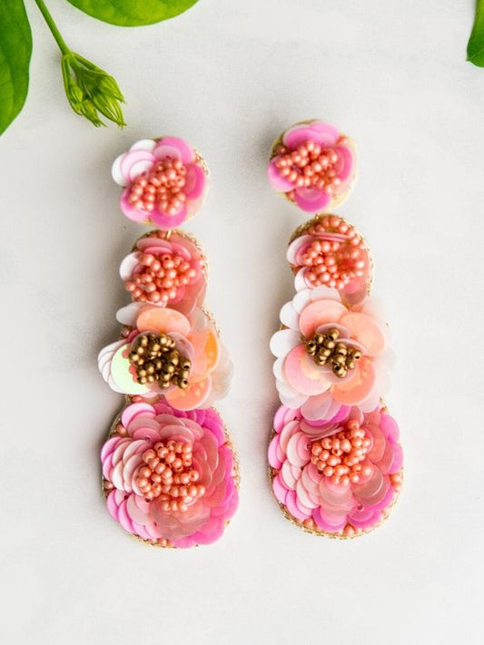 beaded pink earrings