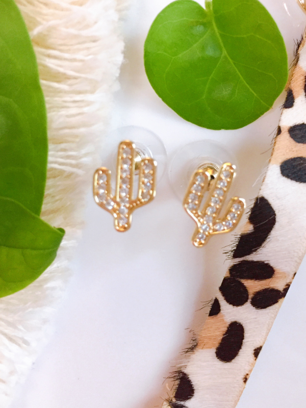 cubic zirconia cactus earrings