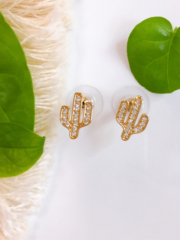 cubic zirconia cactus earrings