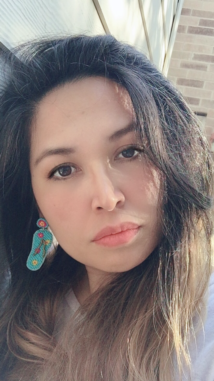 women wearing blue flip flop beaded earrings