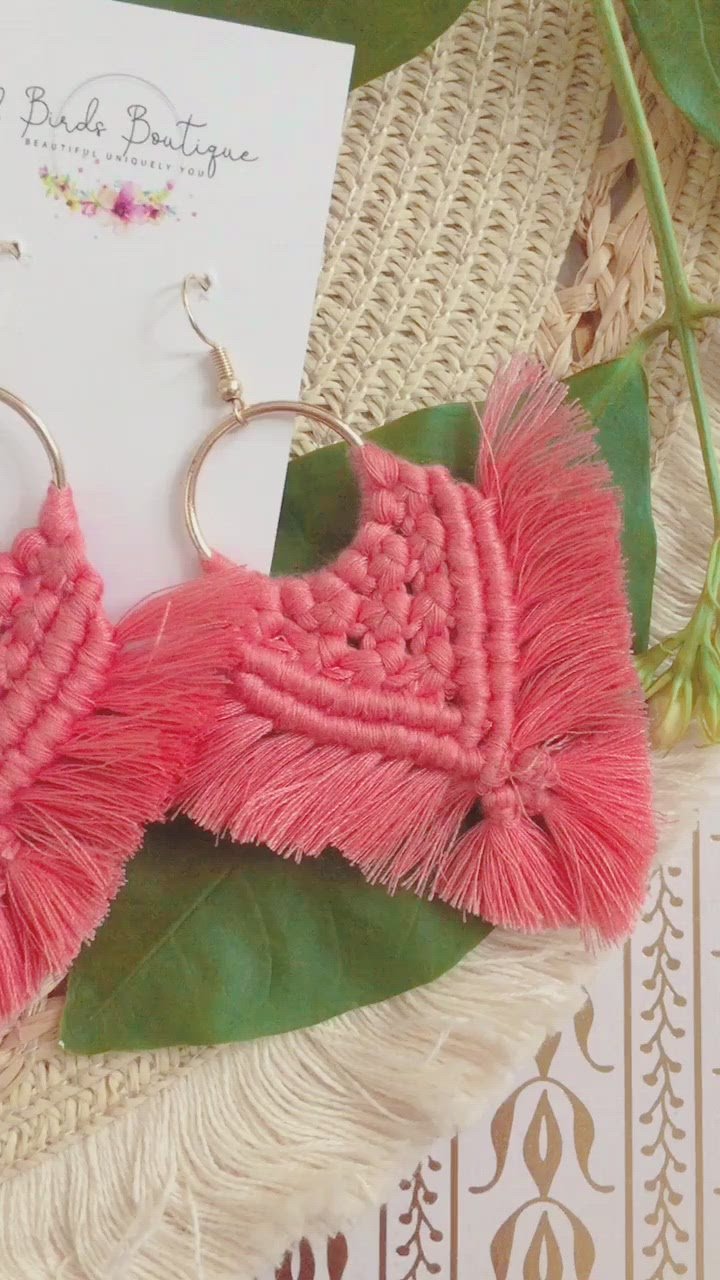 Pink boho earrings media video