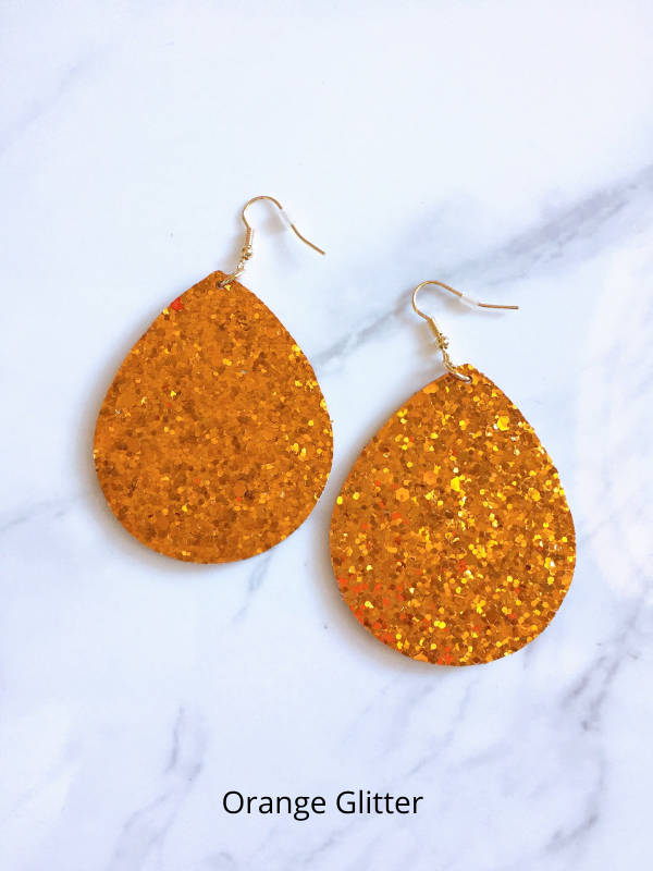 orange glitter earrings