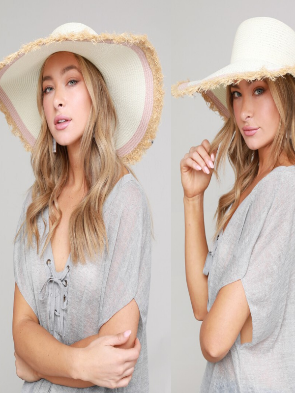 women wearing SUN HAT THREE-TONED