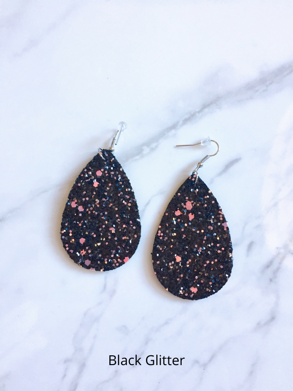 black glitter earrings