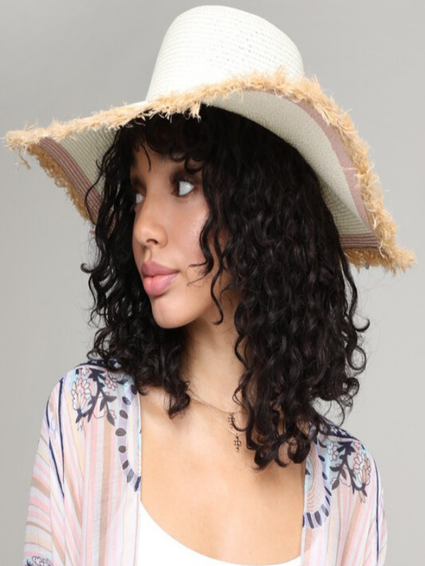 women wearing SUN HAT THREE-TONED