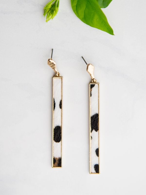 leopard earrings print BLACK & WHITE ANIMAL PRINT EARRINGS