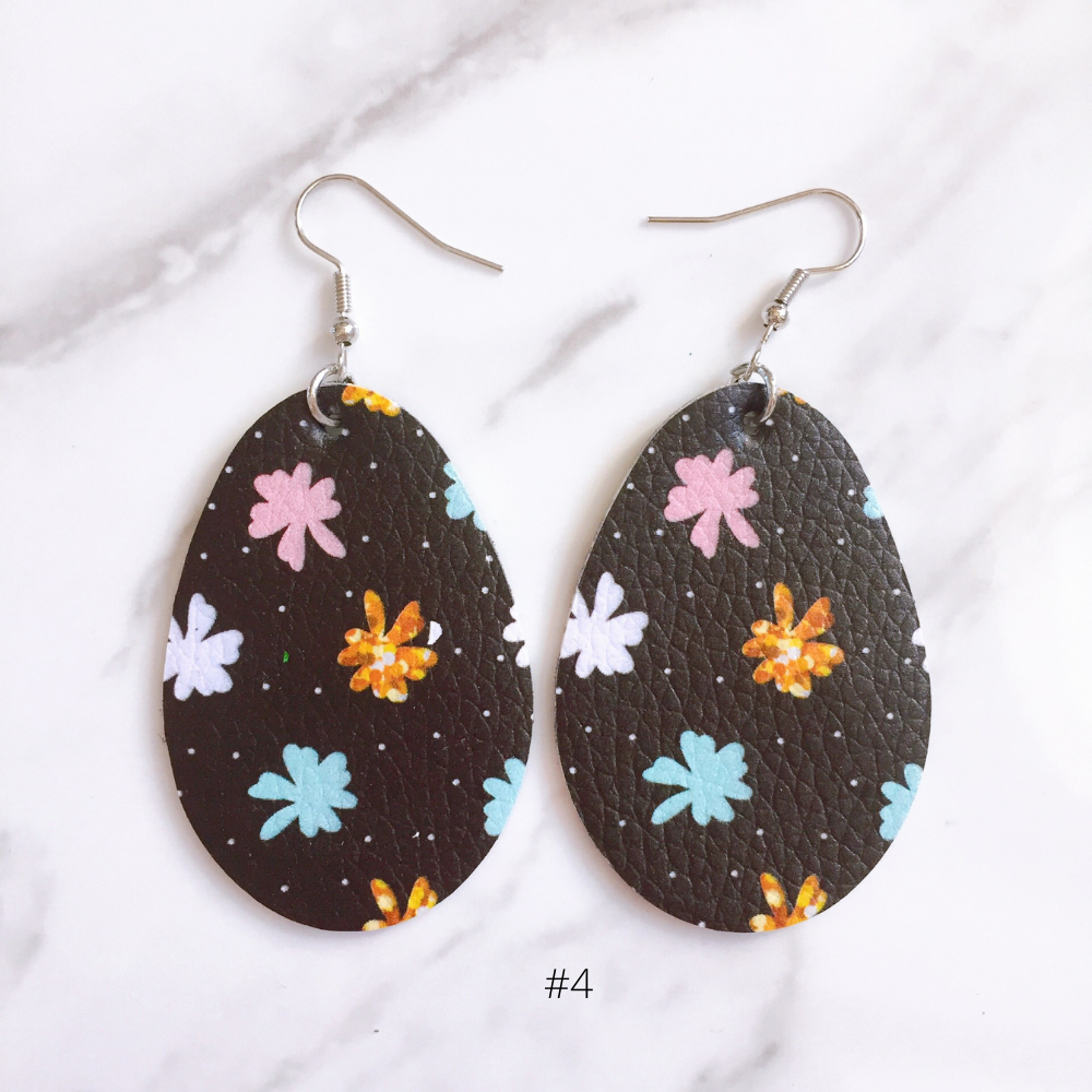 EASTER EARRINGS egg black white yellow blue