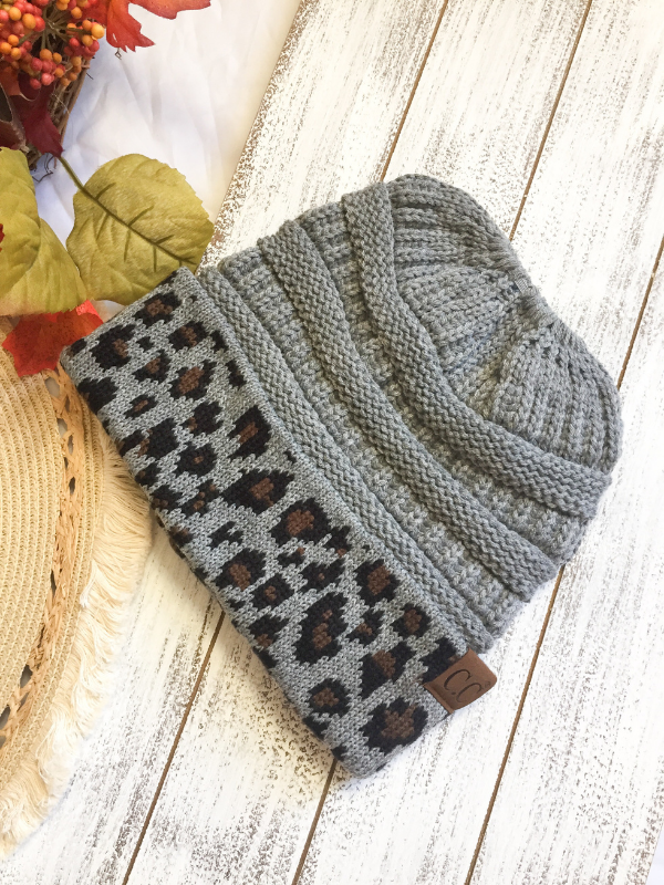 beanie CC MESSY BUN BEANIE - GRAY