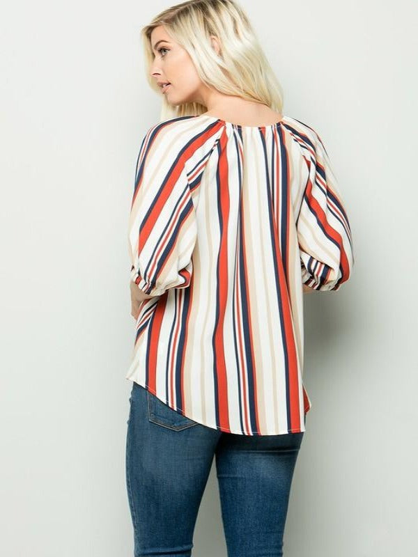 women wearing stripe top