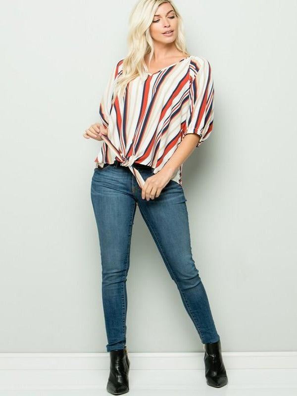 women wearing stripe top