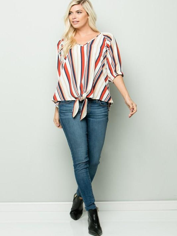 women wearing stripe top