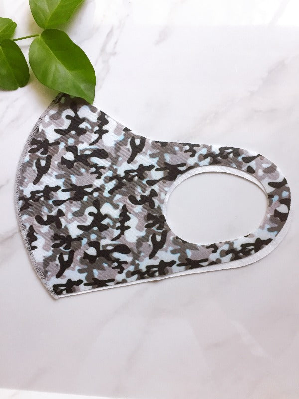 MASK - REUSABLE & WASHABLE - CAMO GRAY