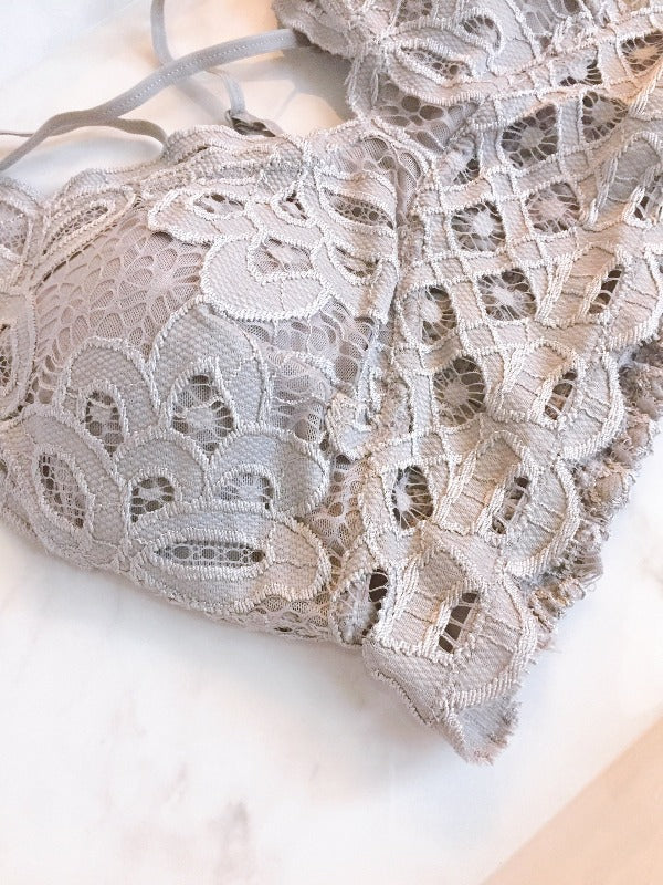 gray lace bra BLOSSOM BRALETTE (FEATHER GRAY) bra women