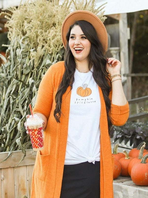 women wearing  OPEN FRONT CARDIGAN - ASH MUSTARD