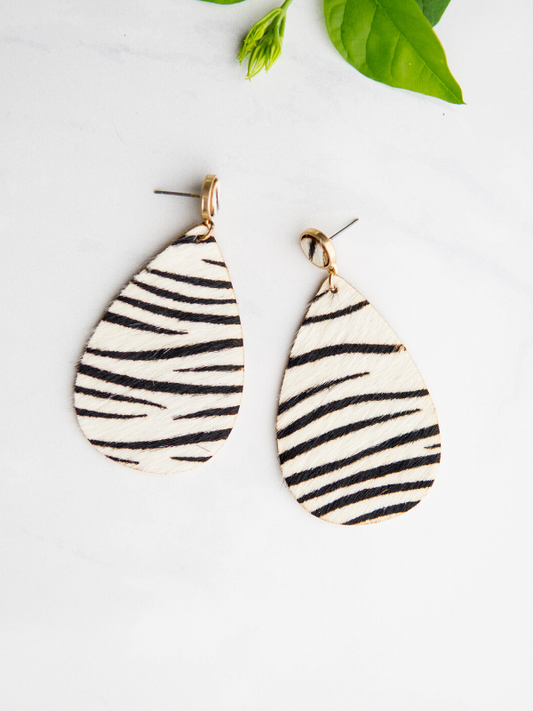 ZEBRA PRINT LEATHER EARRINGS