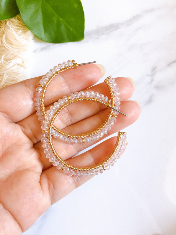 CRYSTAL CLEAR HOOP EARRING