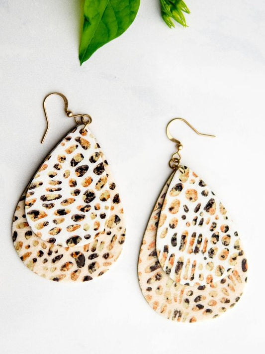 leather earring leopard print