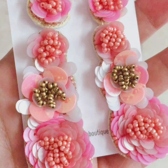 pink flower earrings media video 
