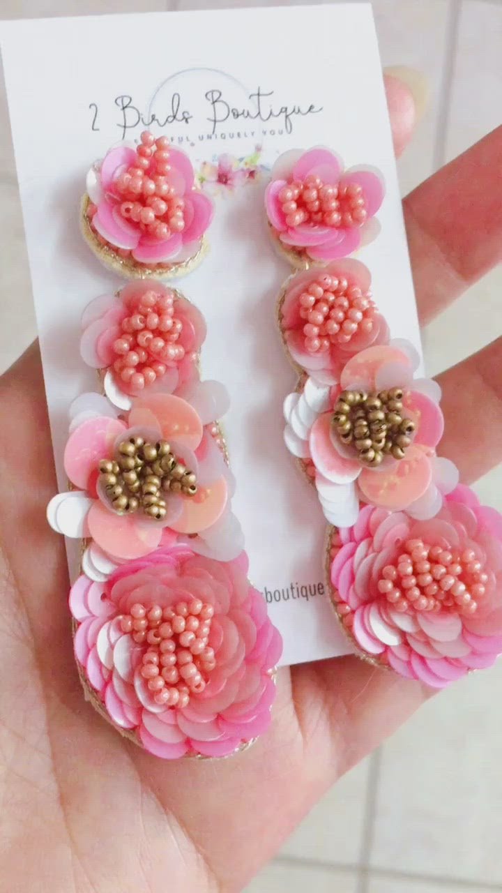 pink flower earrings media video 