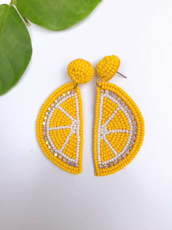 LEMONADE EARRINGS beaded yellow 