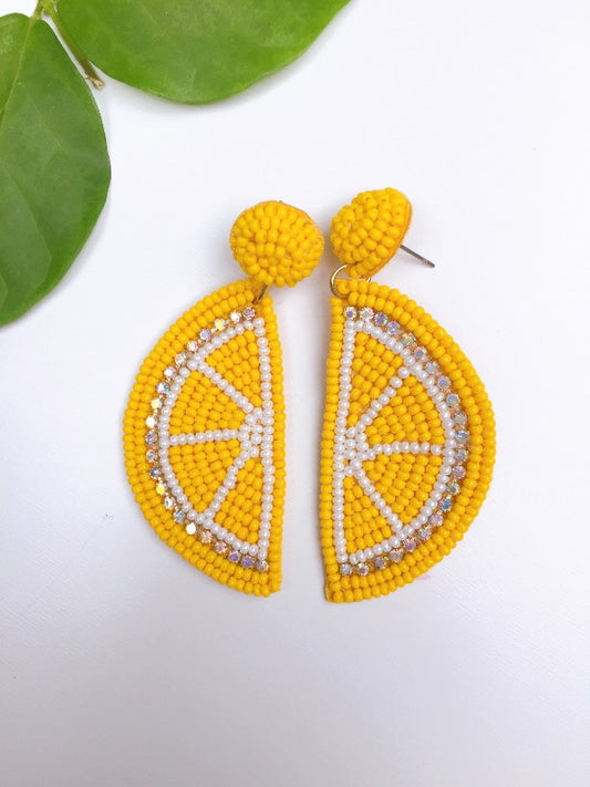LEMONADE EARRINGS beaded yellow
