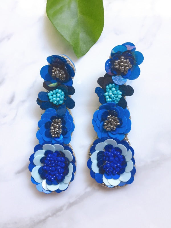 Beaded earrings perfect gift for her BLUE FLOWER EARRINGS