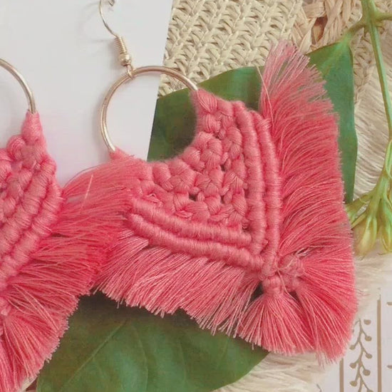 Pink boho earrings media video 