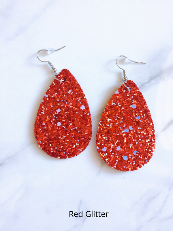 red glitter earrings