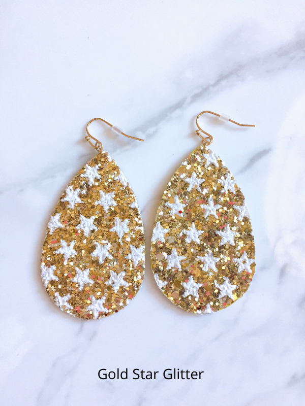 gold star glitter earrings