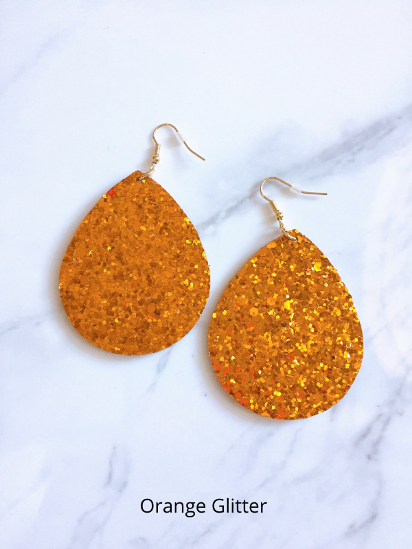 orange glitter earrings 