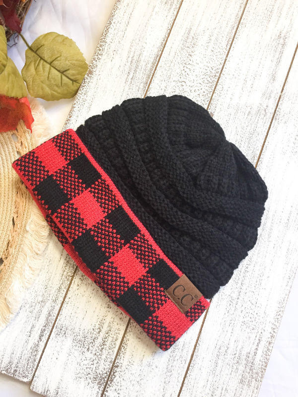 beanie red and black