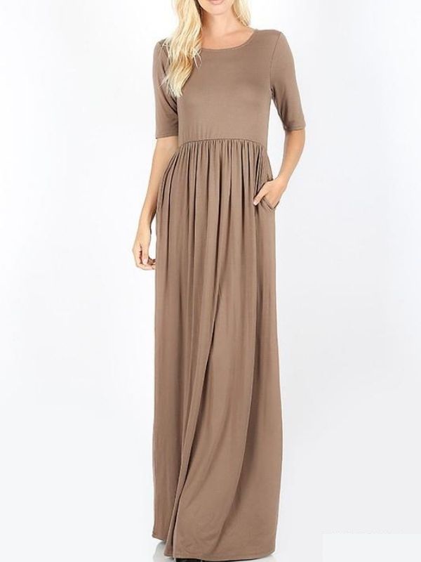 women wearing MAXI DRESS HALF SLEEVE