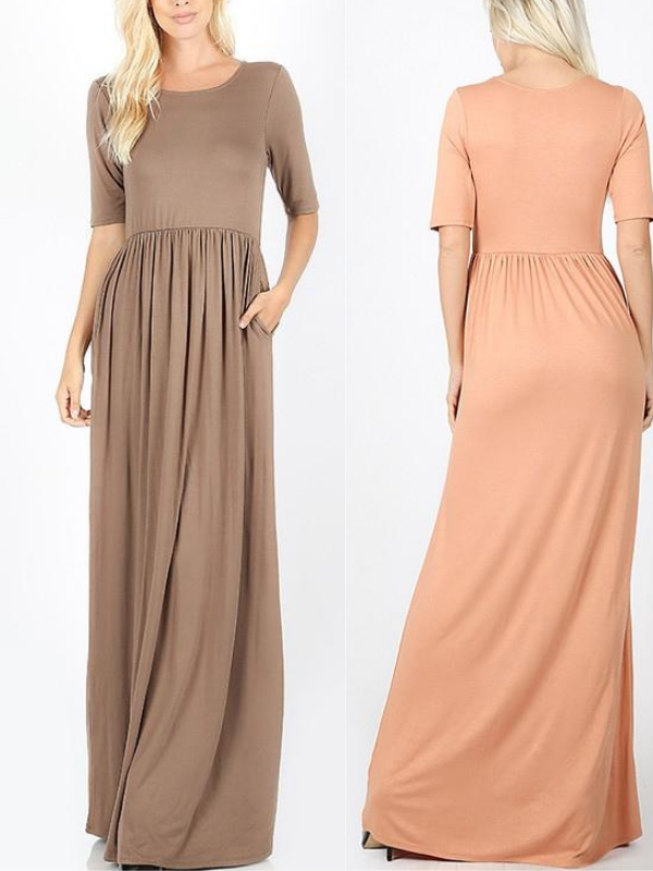 women wearing MAXI DRESS HALF SLEEVE