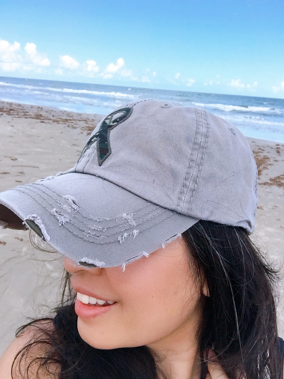 women wearing at beach  SUPPORT OUR TROOP BASEBALL CAP